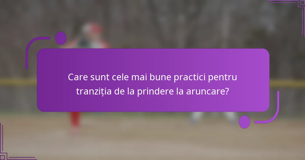 Care sunt cele mai bune practici pentru tranziția de la prindere la aruncare?