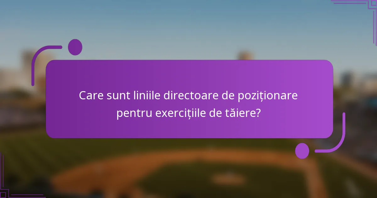 Care sunt liniile directoare de poziționare pentru exercițiile de tăiere?