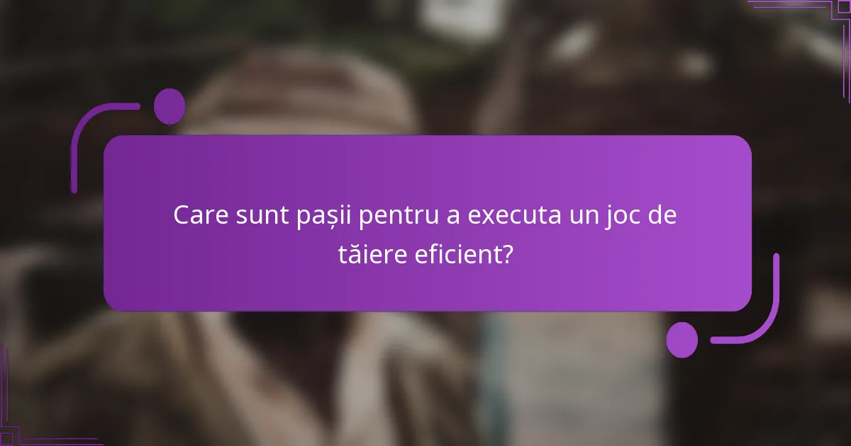 Care sunt pașii pentru a executa un joc de tăiere eficient?
