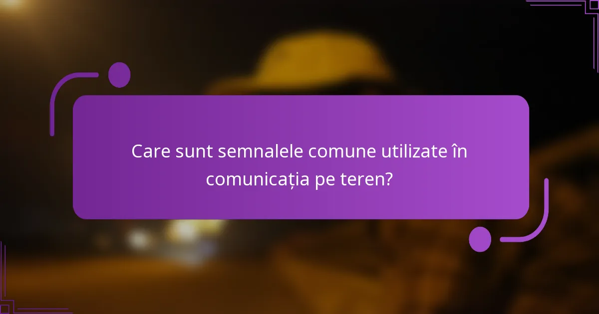 Care sunt semnalele comune utilizate în comunicația pe teren?