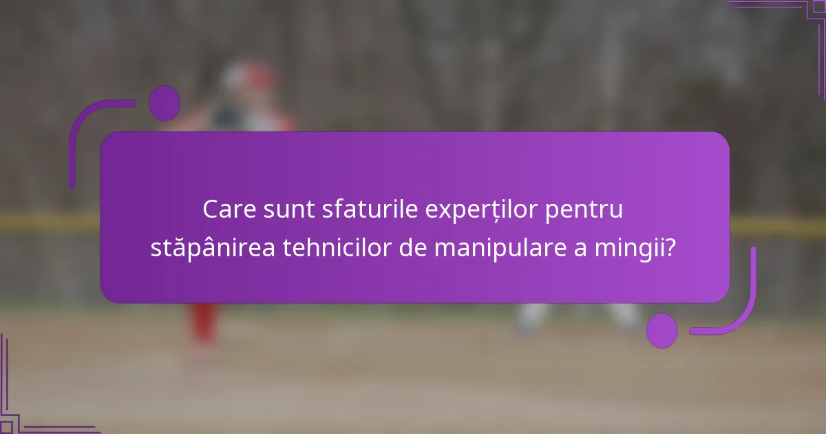 Care sunt sfaturile experților pentru stăpânirea tehnicilor de manipulare a mingii?