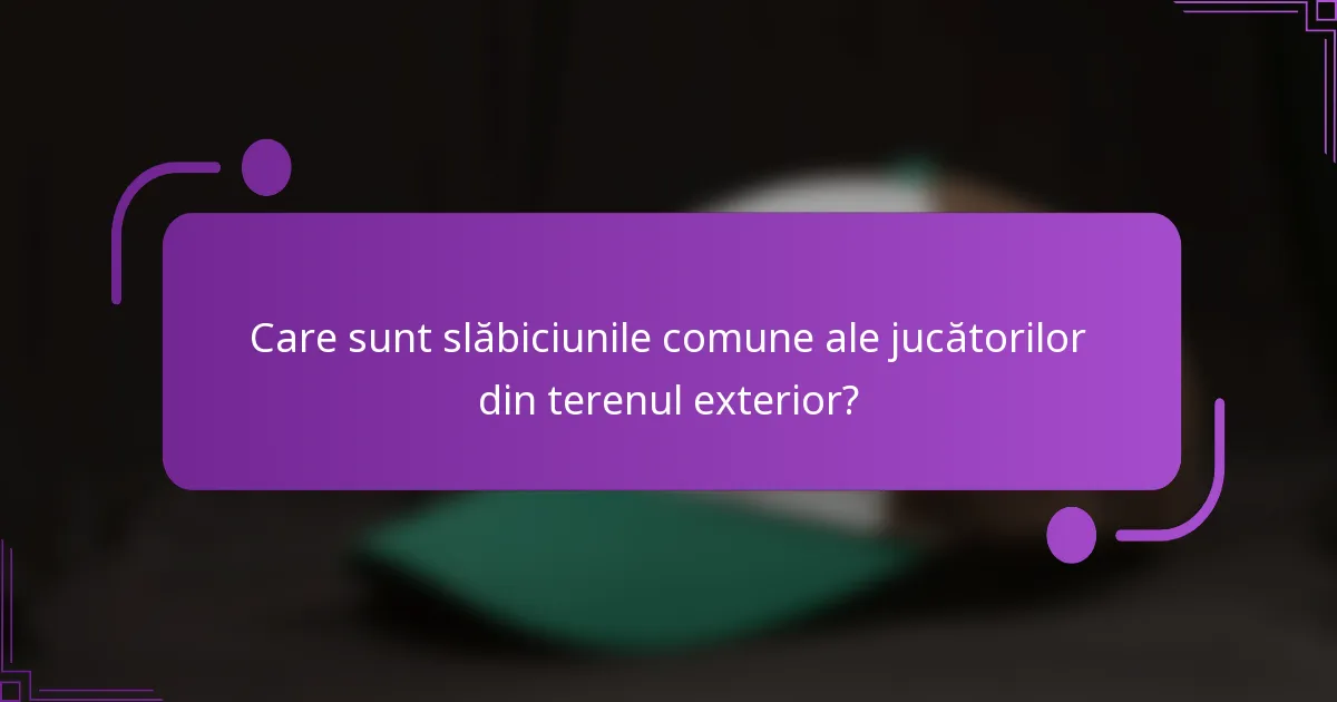 Care sunt slăbiciunile comune ale jucătorilor din terenul exterior?