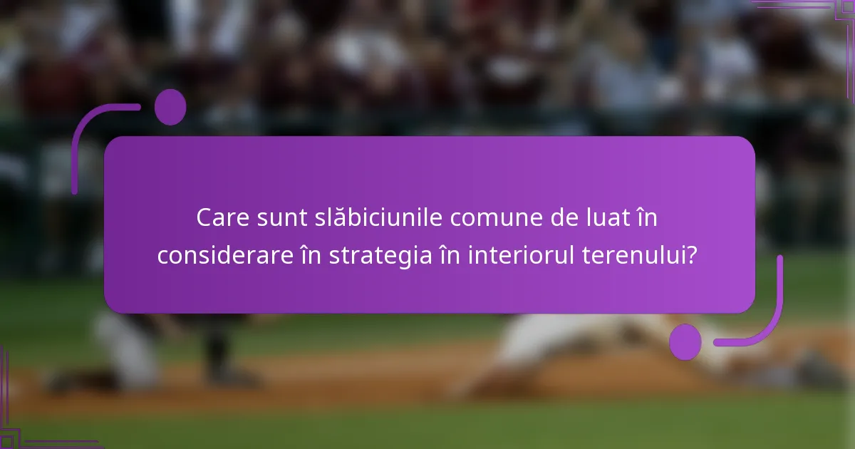 Care sunt slăbiciunile comune de luat în considerare în strategia în interiorul terenului?