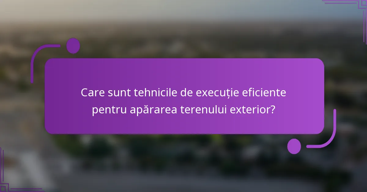 Care sunt tehnicile de execuție eficiente pentru apărarea terenului exterior?