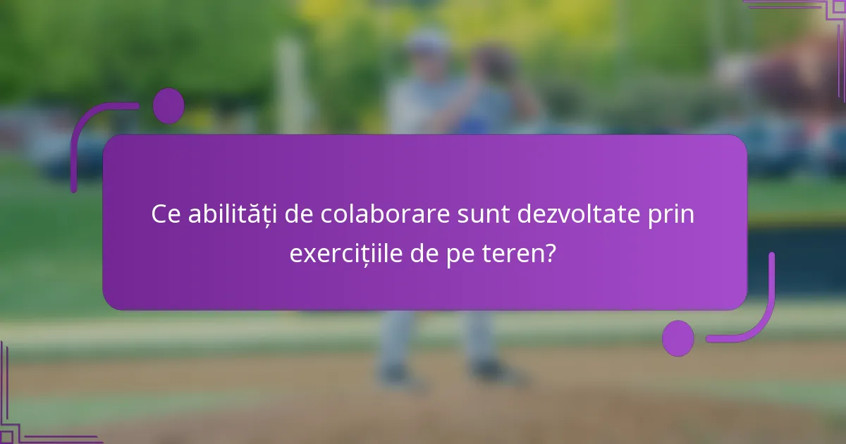 Ce abilități de colaborare sunt dezvoltate prin exercițiile de pe teren?