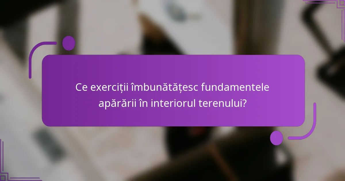 Ce exerciții îmbunătățesc fundamentele apărării în interiorul terenului?
