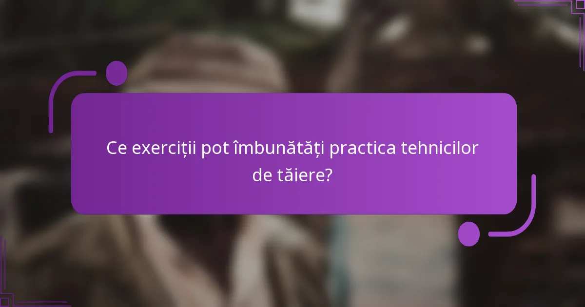 Ce exerciții pot îmbunătăți practica tehnicilor de tăiere?