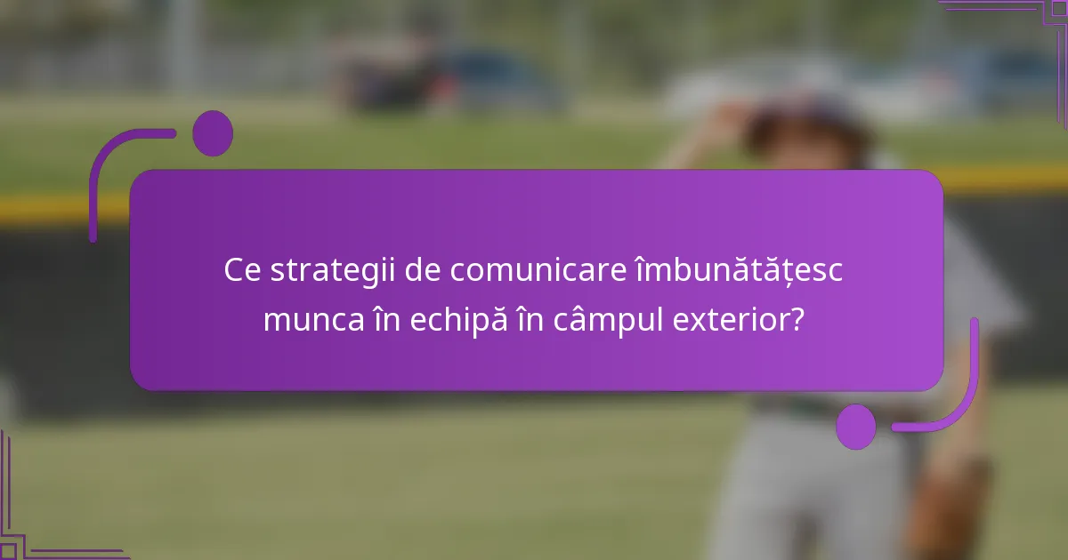 Ce strategii de comunicare îmbunătățesc munca în echipă în câmpul exterior?