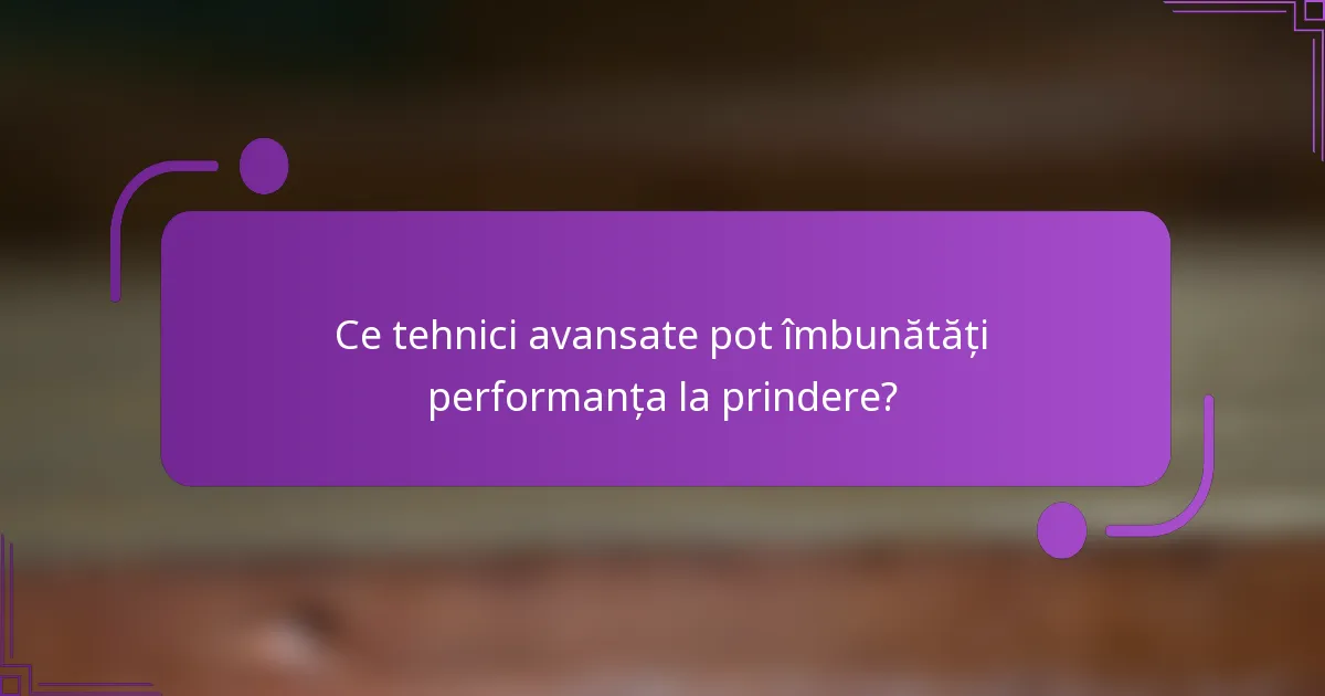 Ce tehnici avansate pot îmbunătăți performanța la prindere?