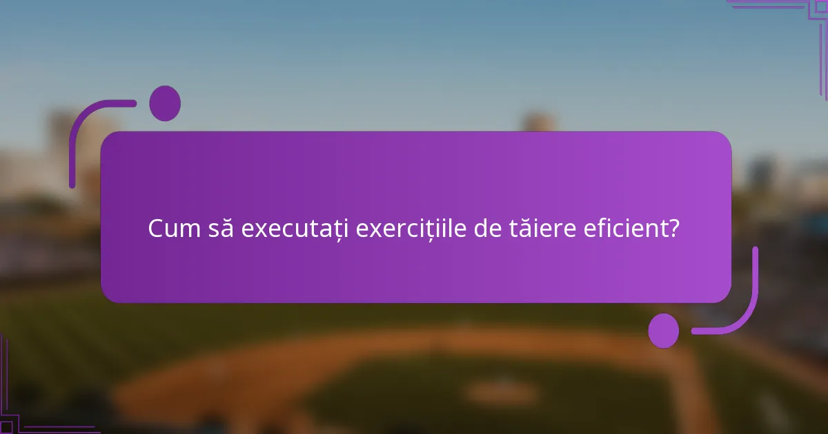 Cum să executați exercițiile de tăiere eficient?