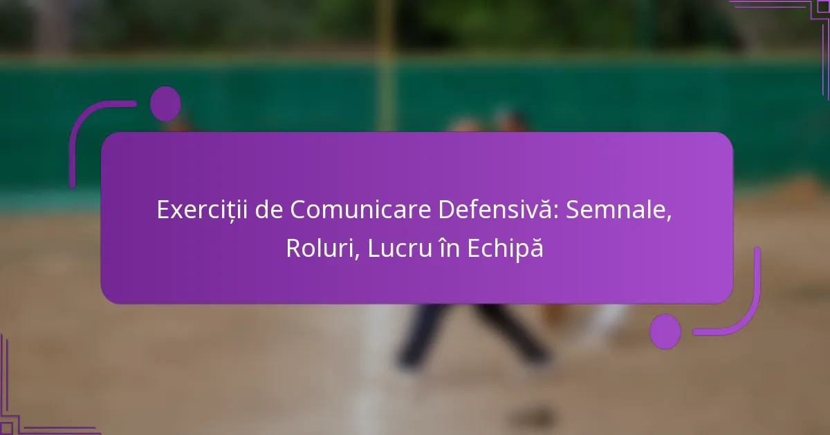 Exerciții de Comunicare Defensivă: Semnale, Roluri, Lucru în Echipă