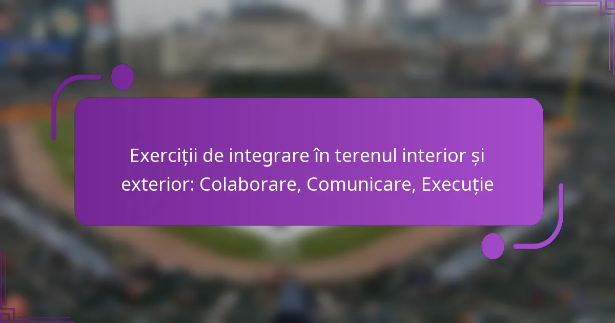 Exerciții de integrare în terenul interior și exterior: Colaborare, Comunicare, Execuție