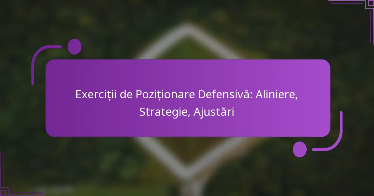 Exerciții de Poziționare Defensivă: Aliniere, Strategie, Ajustări