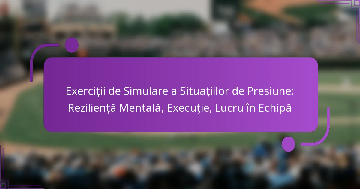 Exerciții de Simulare a Situațiilor de Presiune: Reziliență Mentală, Execuție, Lucru în Echipă