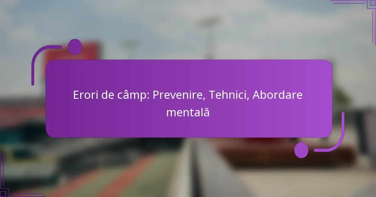 Erori de câmp: Prevenire, Tehnici, Abordare mentală