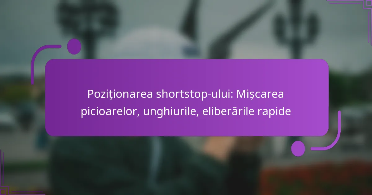 Poziționarea shortstop-ului: Mișcarea picioarelor, unghiurile, eliberările rapide