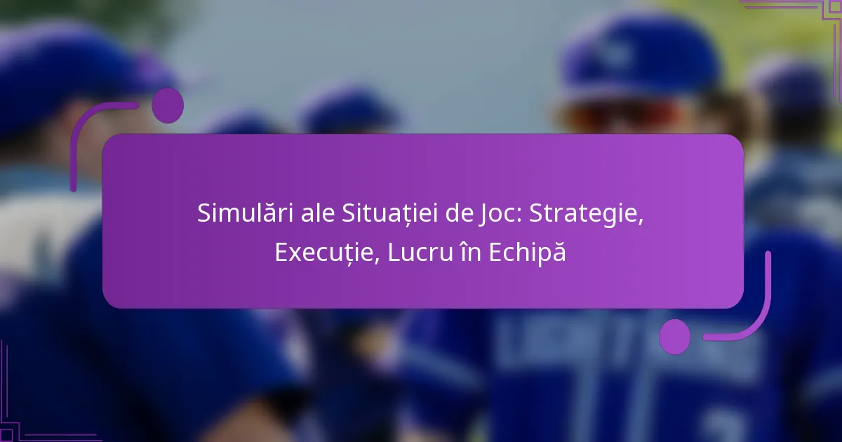 Simulări ale Situației de Joc: Strategie, Execuție, Lucru în Echipă